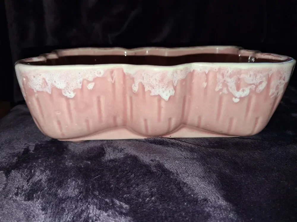 UPCO 104 Vintage Ungemach Pottery Planter Pink Drip Glaze Retro Succulents MCM